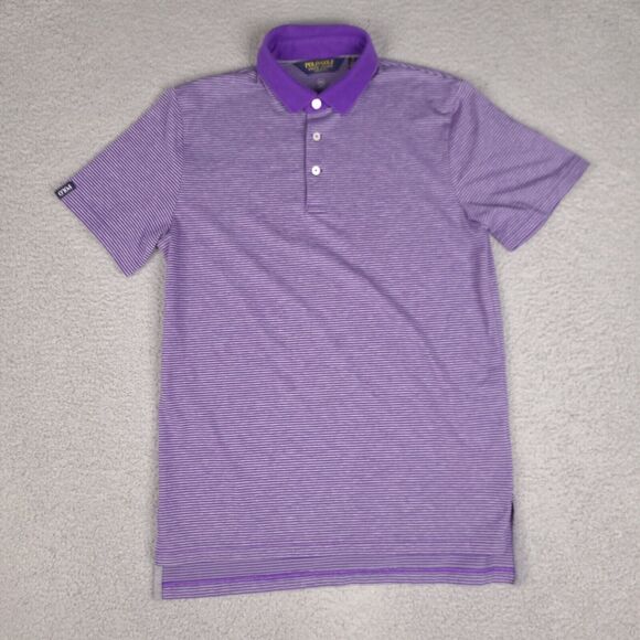 Ralph Lauren Polo Shirt Men Small Purple Gray Striped Golf Wicking Casual Golfer - Picture 1 of 13